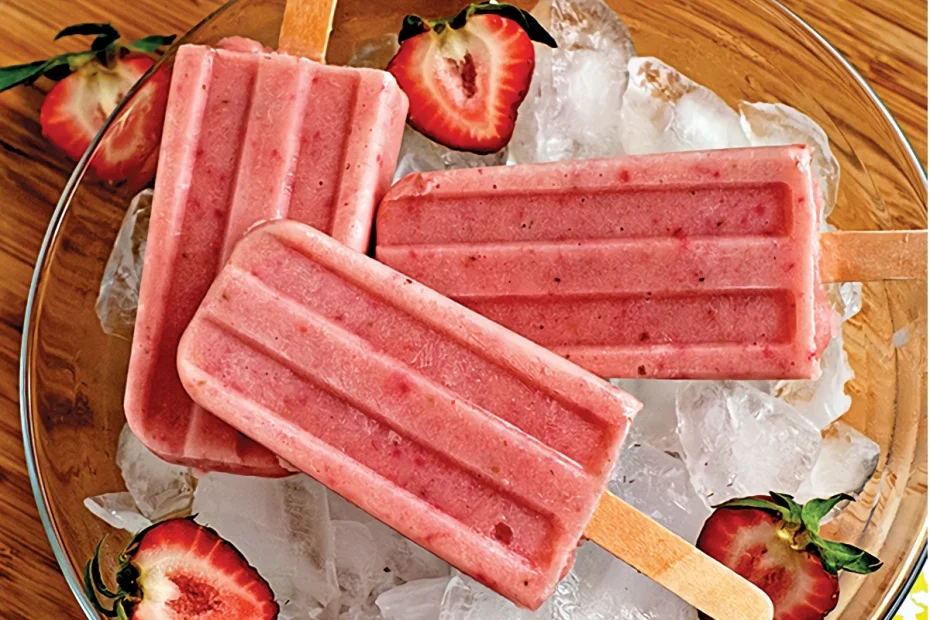 super healthy Strawberry Banana and Apple popsicles